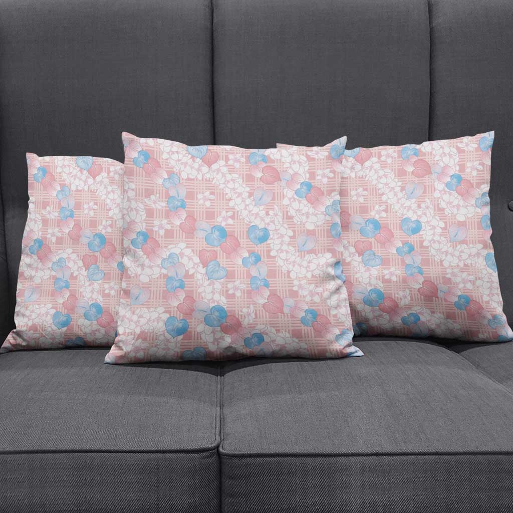 Anthurium Plumeria Lei Pastel Pillow Cover Pink Hawaiian Splendid Palaka LT01 - Polynesian Pride