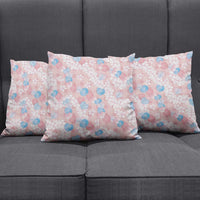 Anthurium Plumeria Lei Pastel Pillow Cover Pink Hawaiian Splendid Palaka LT01 - Polynesian Pride