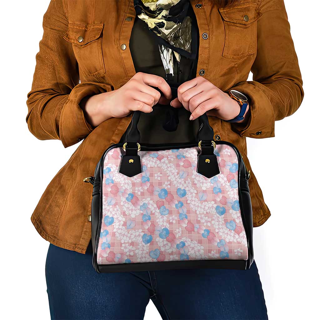 Anthurium Plumeria Lei Pastel Shoulder Handbag Pink Hawaiian Splendid Palaka LT01 - Polynesian Pride