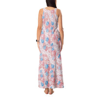 Anthurium Plumeria Lei Pastel Tank Maxi Dress Pink Hawaiian Splendid Palaka