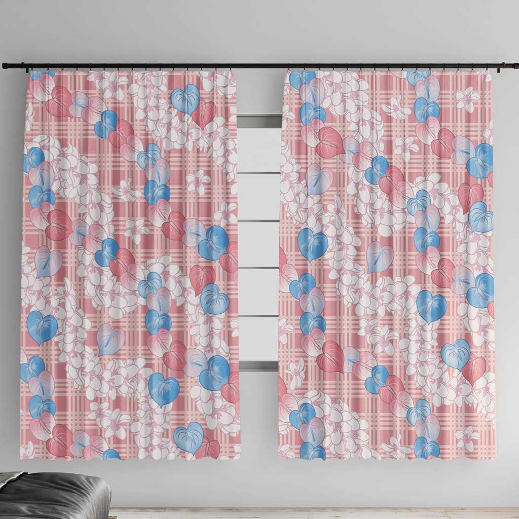 Anthurium Plumeria Lei Pastel Window Curtain Pink Hawaiian Splendid Palaka