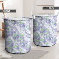Anthurium Plumeria Lei Pastel Laundry Basket Purple Hawaiian Splendid Palaka LT01 - Polynesian Pride