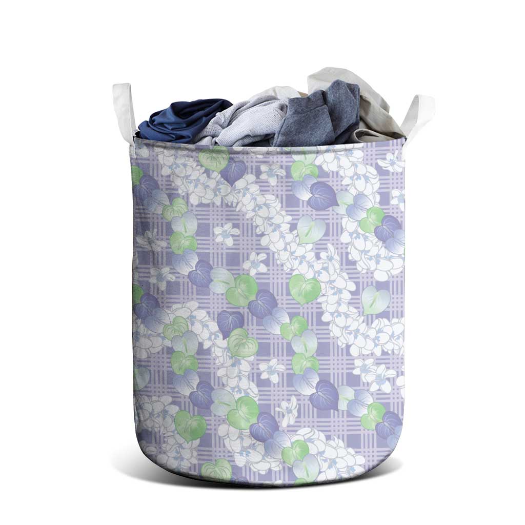 Anthurium Plumeria Lei Pastel Laundry Basket Purple Hawaiian Splendid Palaka LT01 - Polynesian Pride