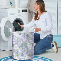 Anthurium Plumeria Lei Pastel Laundry Basket Purple Hawaiian Splendid Palaka LT01 - Polynesian Pride