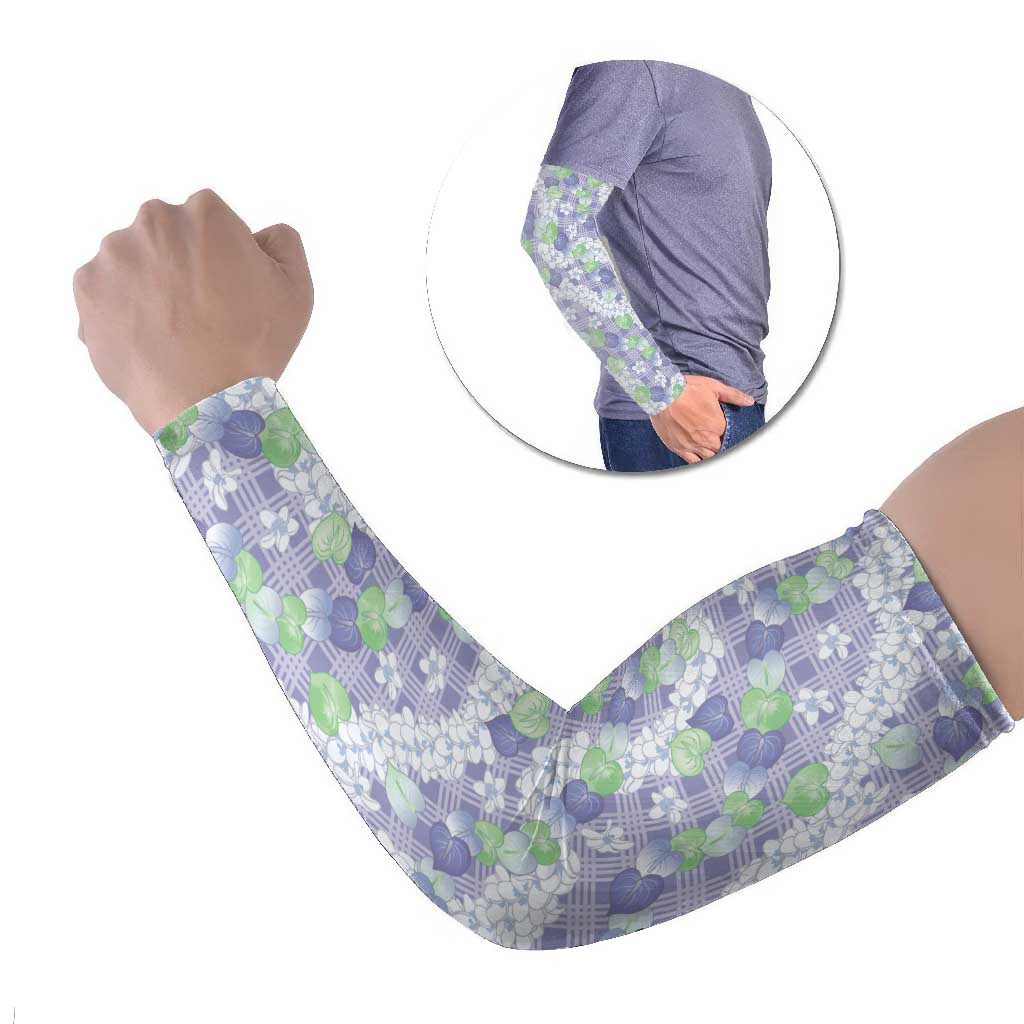 Anthurium Plumeria Lei Pastel Arm Sleeves Purple Hawaiian Splendid Palaka