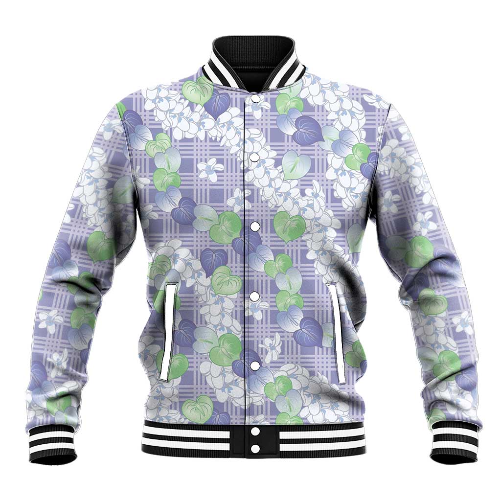 Anthurium Plumeria Lei Pastel Baseball Jacket Purple Hawaiian Splendid Palaka