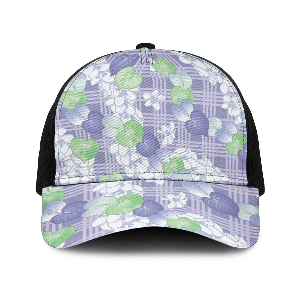 Anthurium Plumeria Lei Pastel Baseball Net Cap Purple Hawaiian Splendid Palaka