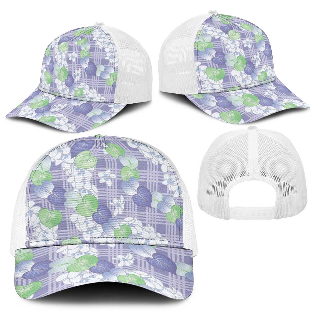 Anthurium Plumeria Lei Pastel Baseball Net Cap Purple Hawaiian Splendid Palaka