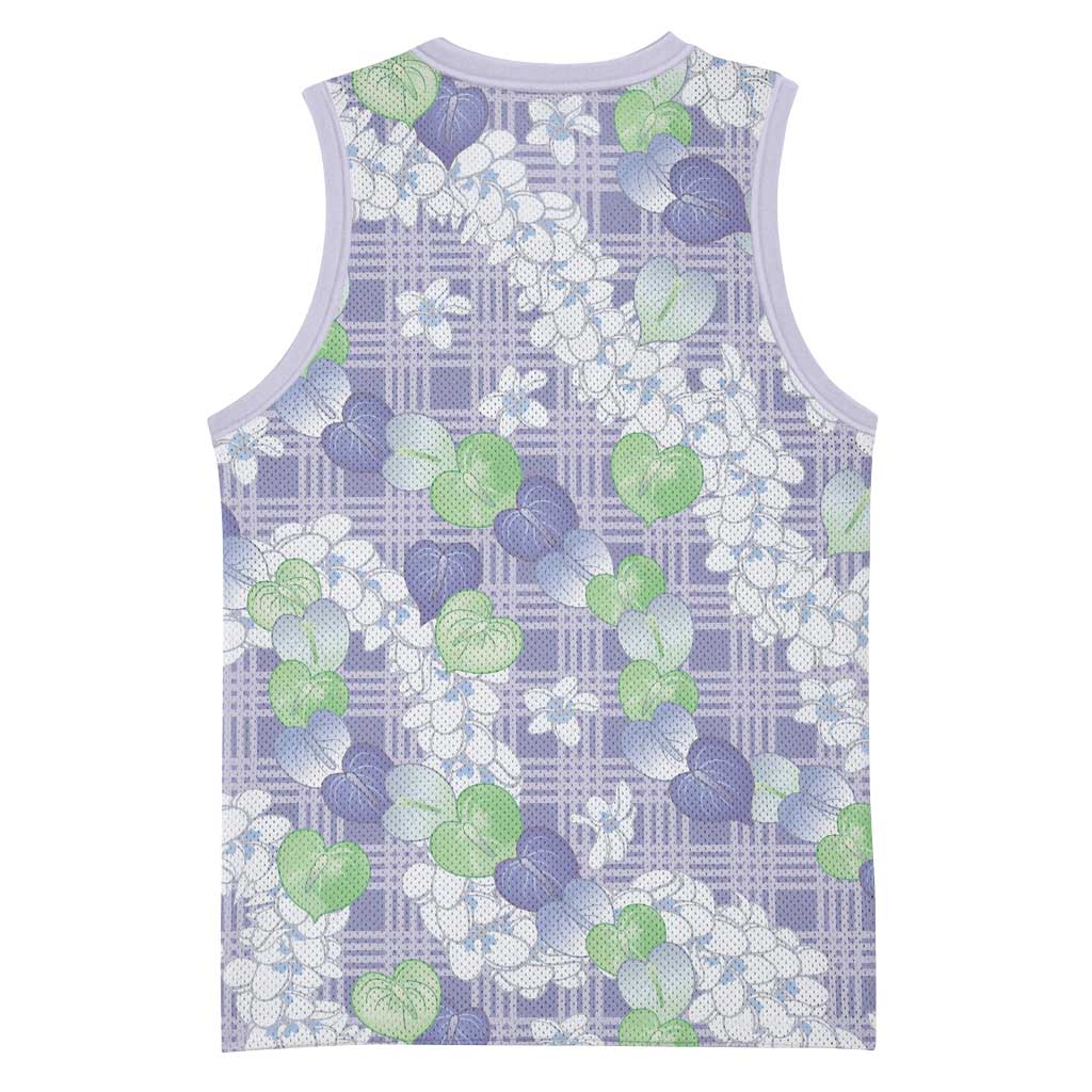 Anthurium Plumeria Lei Pastel Basketball Jersey Purple Hawaiian Splendid Palaka