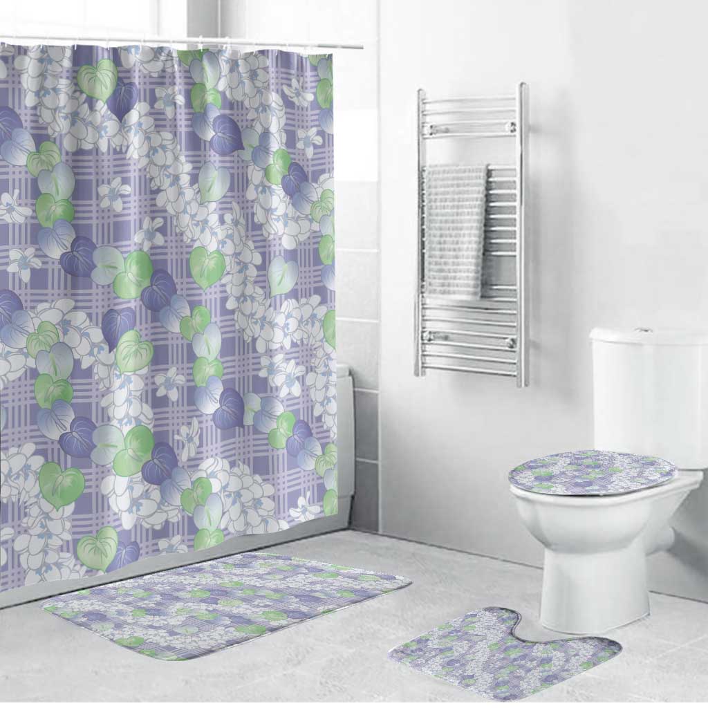 Anthurium Plumeria Lei Pastel Bathroom Set Purple Hawaiian Splendid Palaka LT01 Bathroom Set (4 pcs) Purple - Polynesian Pride