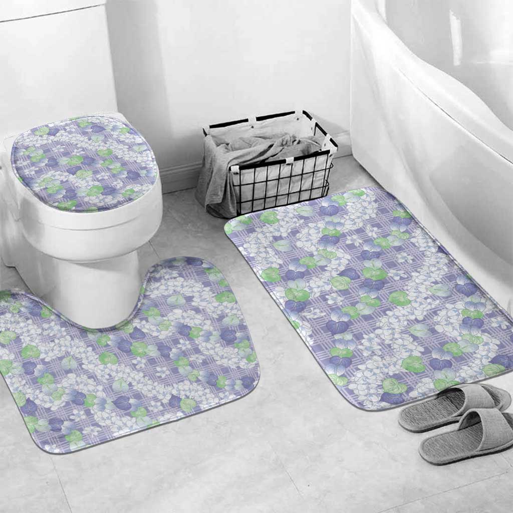 Anthurium Plumeria Lei Pastel Bathroom Set Purple Hawaiian Splendid Palaka LT01 Mat Set Only (3 pcs) One Size Purple - Polynesian Pride
