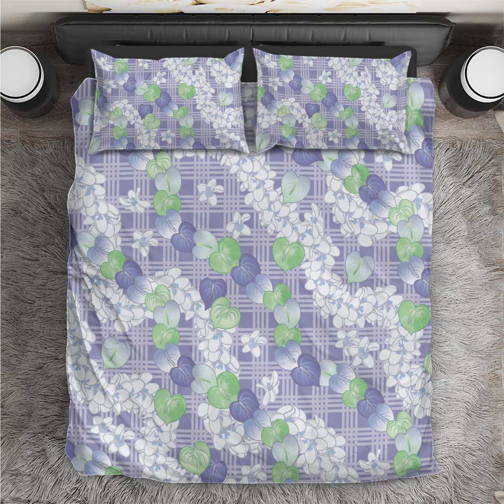 Anthurium Plumeria Lei Pastel Bedding Set Purple Hawaiian Splendid Palaka