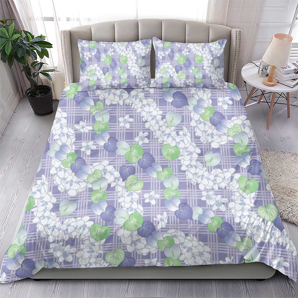 Anthurium Plumeria Lei Pastel Bedding Set Purple Hawaiian Splendid Palaka