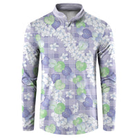 Anthurium Plumeria Lei Pastel Button Sweatshirt Purple Hawaiian Splendid Palaka