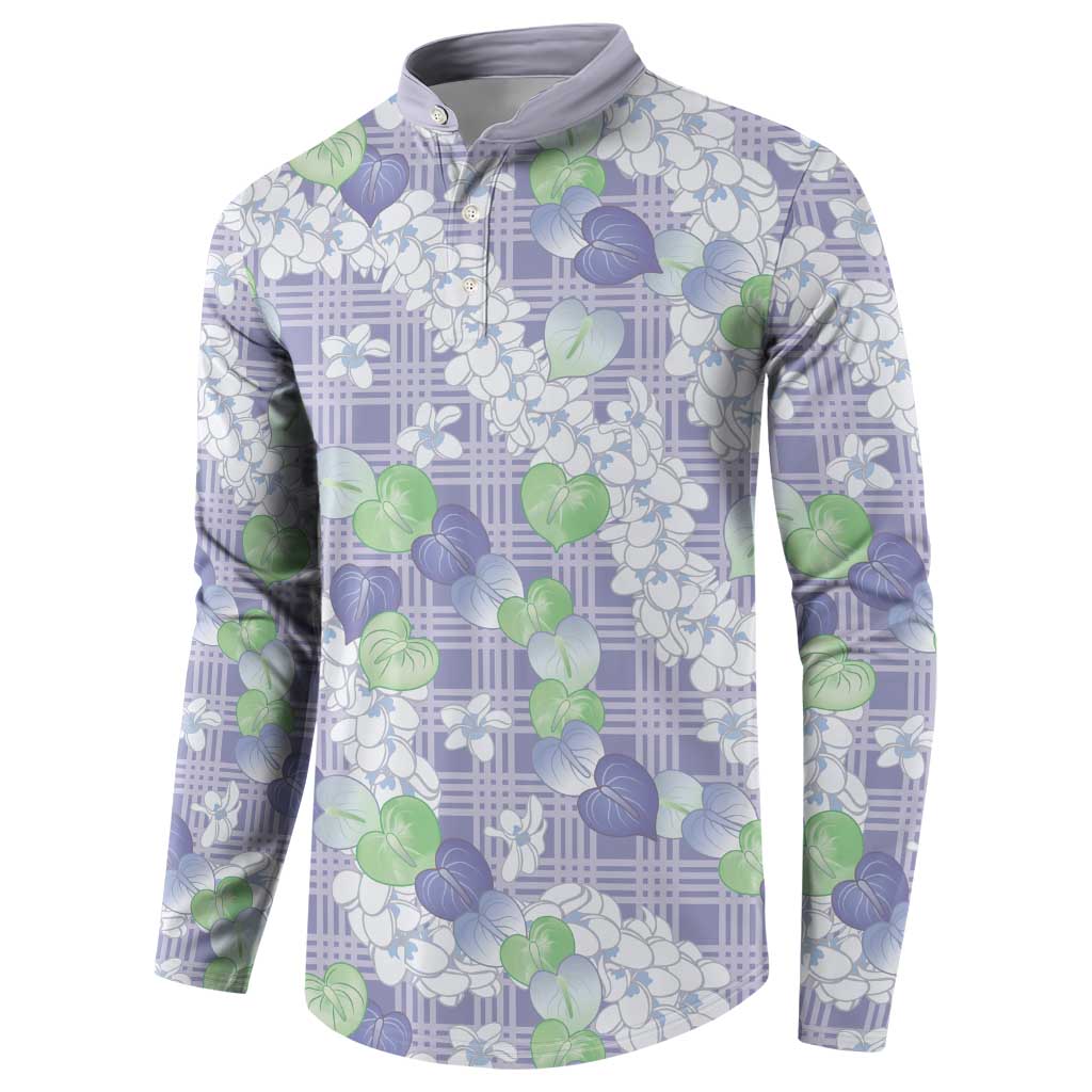 Anthurium Plumeria Lei Pastel Button Sweatshirt Purple Hawaiian Splendid Palaka