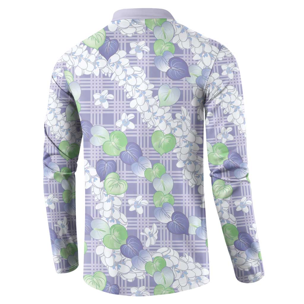 Anthurium Plumeria Lei Pastel Button Sweatshirt Purple Hawaiian Splendid Palaka