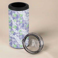 Anthurium Plumeria Lei Pastel 4 in 1 Can Cooler Tumbler Purple Hawaiian Splendid Palaka LT01 - Polynesian Pride