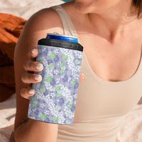 Anthurium Plumeria Lei Pastel 4 in 1 Can Cooler Tumbler Purple Hawaiian Splendid Palaka LT01 - Polynesian Pride