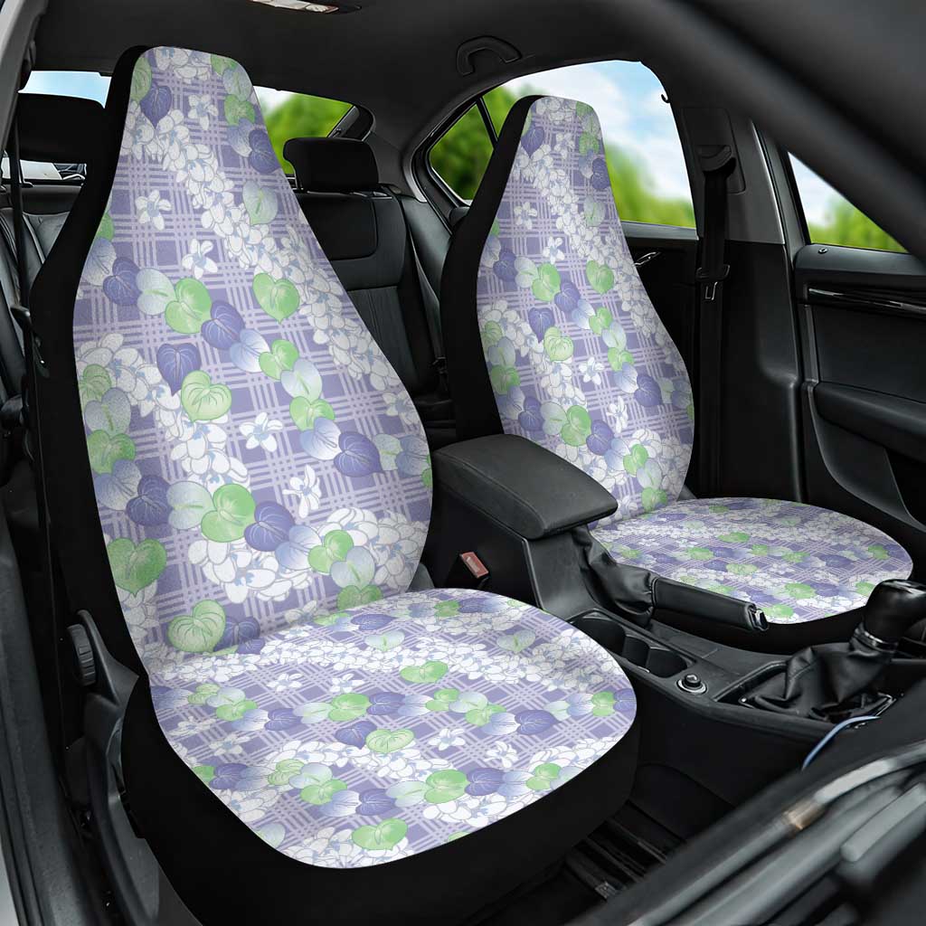 Anthurium Plumeria Lei Pastel Car Seat Cover Purple Hawaiian Splendid Palaka