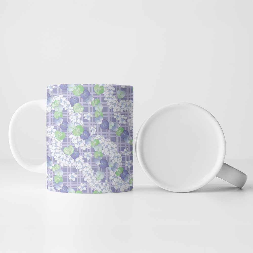 Anthurium Plumeria Lei Pastel Ceramic Mug Purple Hawaiian Splendid Palaka