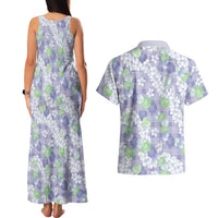 Anthurium Plumeria Lei Pastel Couples Matching Tank Maxi Dress and Hawaiian Shirt Purple Hawaiian Splendid Palaka