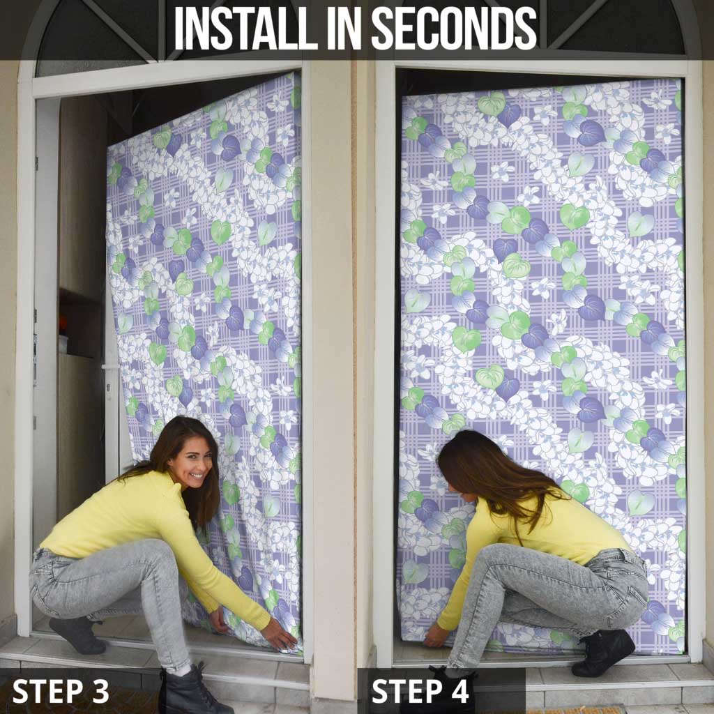 Anthurium Plumeria Lei Pastel Door Cover Purple Hawaiian Splendid Palaka