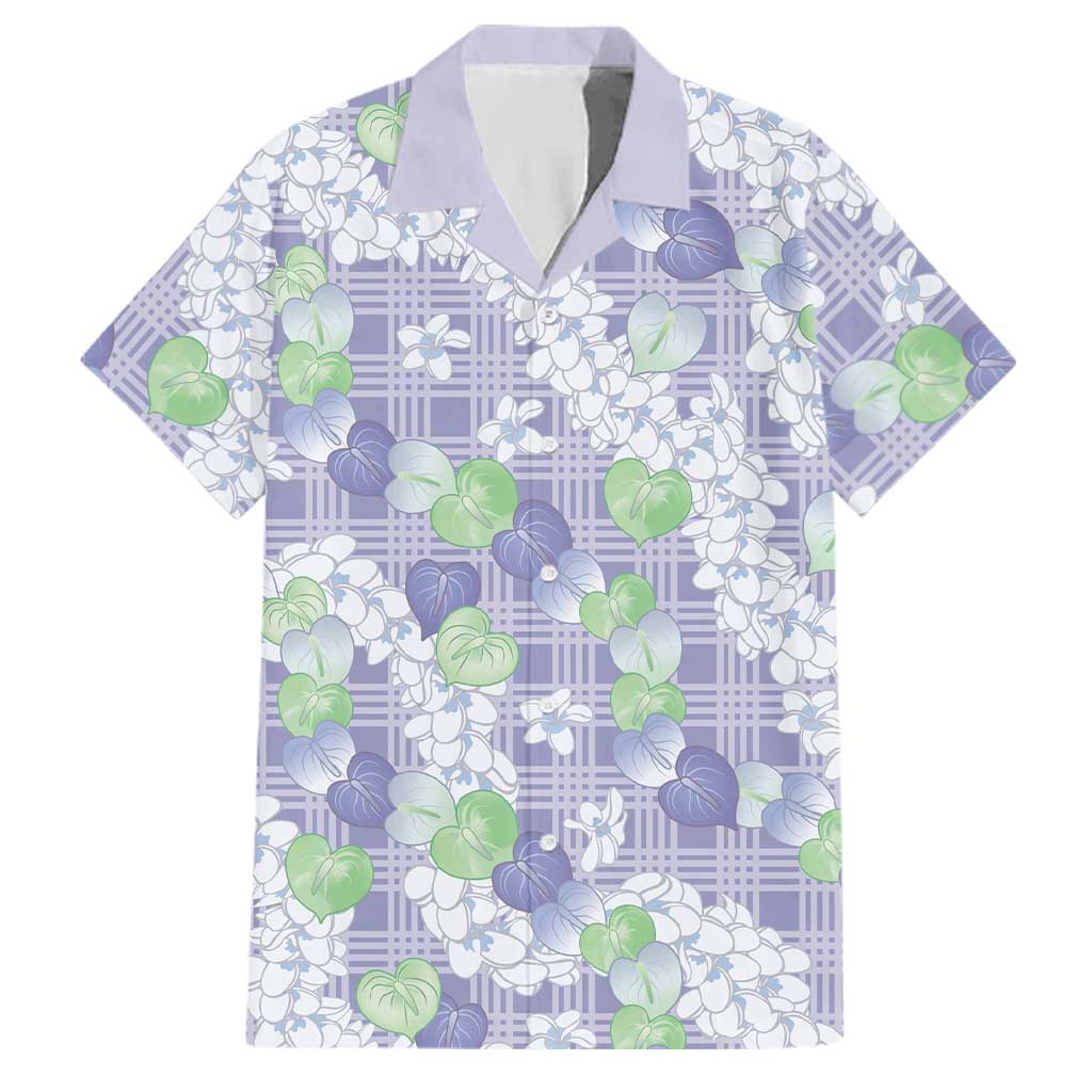 Anthurium Plumeria Lei Pastel Family Matching Off Shoulder Maxi Dress and Hawaiian Shirt Purple Hawaiian Splendid Palaka LT01 Dad's Shirt - Short Sleeve Purple - Polynesian Pride