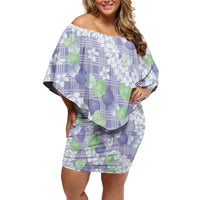 Anthurium Plumeria Lei Pastel Family Matching Off Shoulder Short Dress and Hawaiian Shirt Purple Hawaiian Splendid Palaka LT01 Mom's Dress Purple - Polynesian Pride