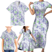 Anthurium Plumeria Lei Pastel Family Matching Short Sleeve Bodycon Dress and Hawaiian Shirt Purple Hawaiian Splendid Palaka LT01 - Polynesian Pride