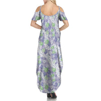 Anthurium Plumeria Lei Pastel Family Matching Summer Maxi Dress and Hawaiian Shirt Purple Hawaiian Splendid Palaka LT01 - Polynesian Pride