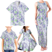 Anthurium Plumeria Lei Pastel Family Matching Tank Maxi Dress and Hawaiian Shirt Purple Hawaiian Splendid Palaka LT01 - Polynesian Pride