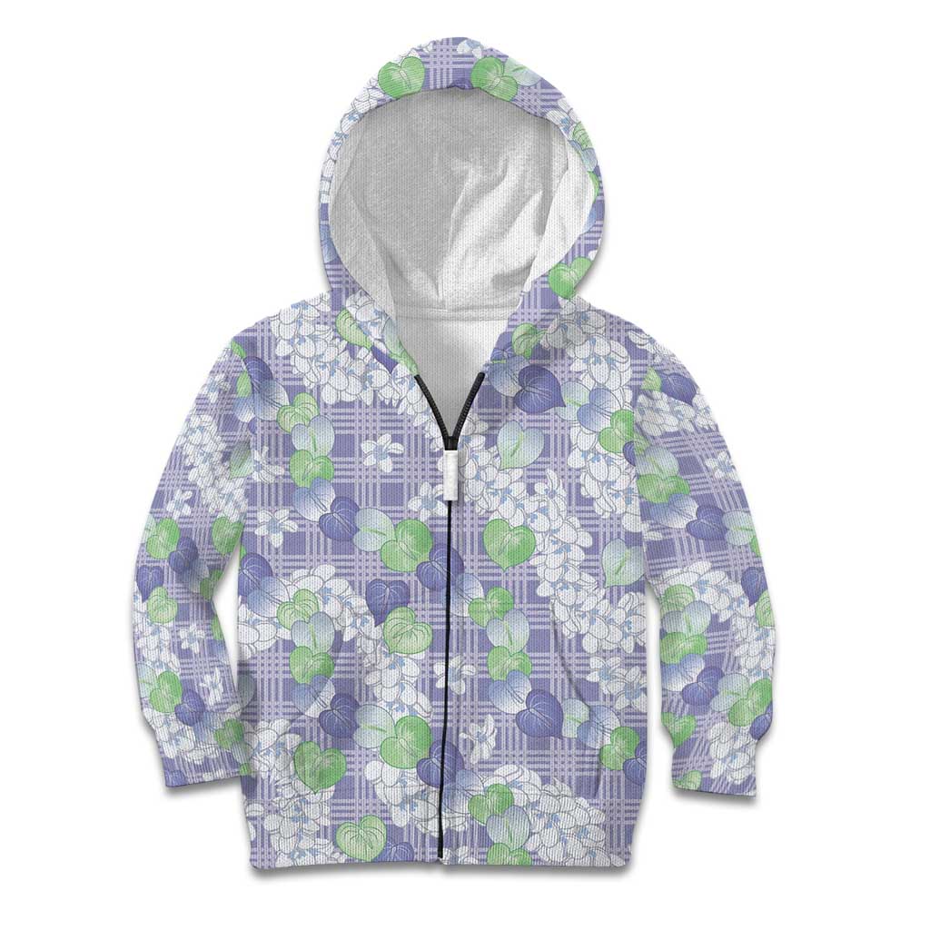 Anthurium Plumeria Lei Pastel Kid Hoodie Purple Hawaiian Splendid Palaka
