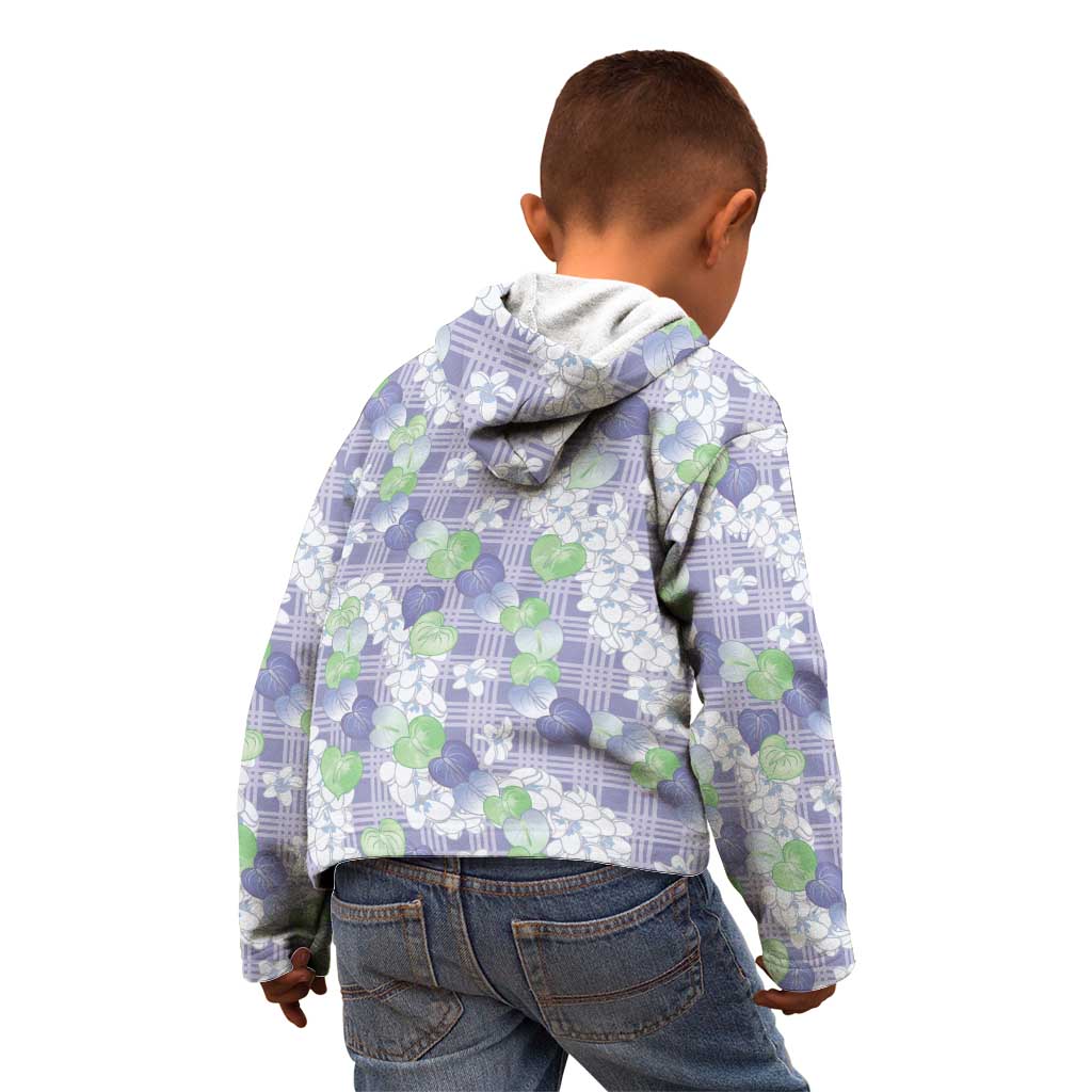 Anthurium Plumeria Lei Pastel Kid Hoodie Purple Hawaiian Splendid Palaka