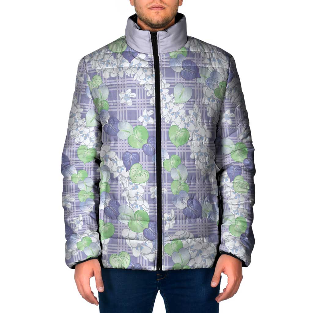 Anthurium Plumeria Lei Pastel Padded Jacket Purple Hawaiian Splendid Palaka