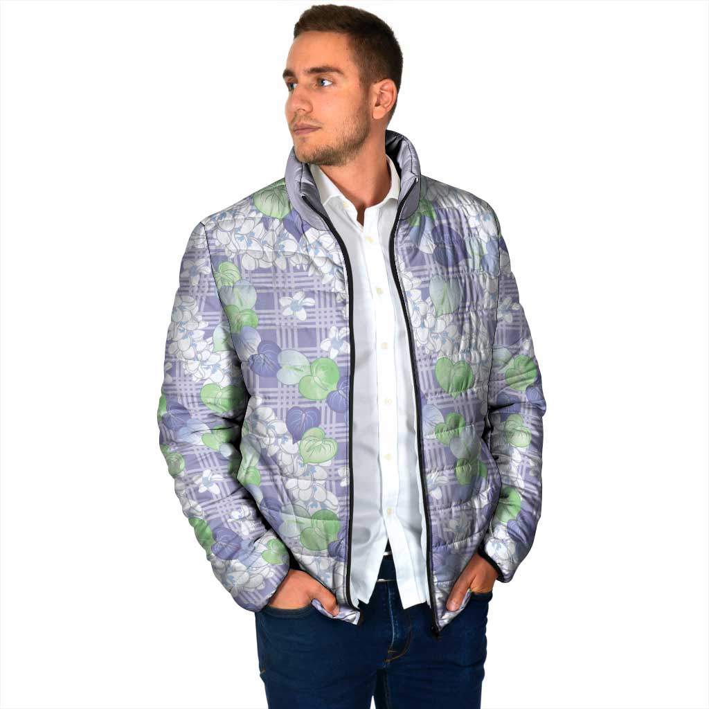 Anthurium Plumeria Lei Pastel Padded Jacket Purple Hawaiian Splendid Palaka