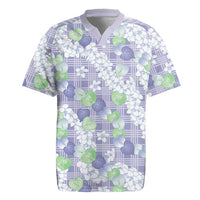 Anthurium Plumeria Lei Pastel Rugby Jersey Purple Hawaiian Splendid Palaka LT01 Purple - Polynesian Pride