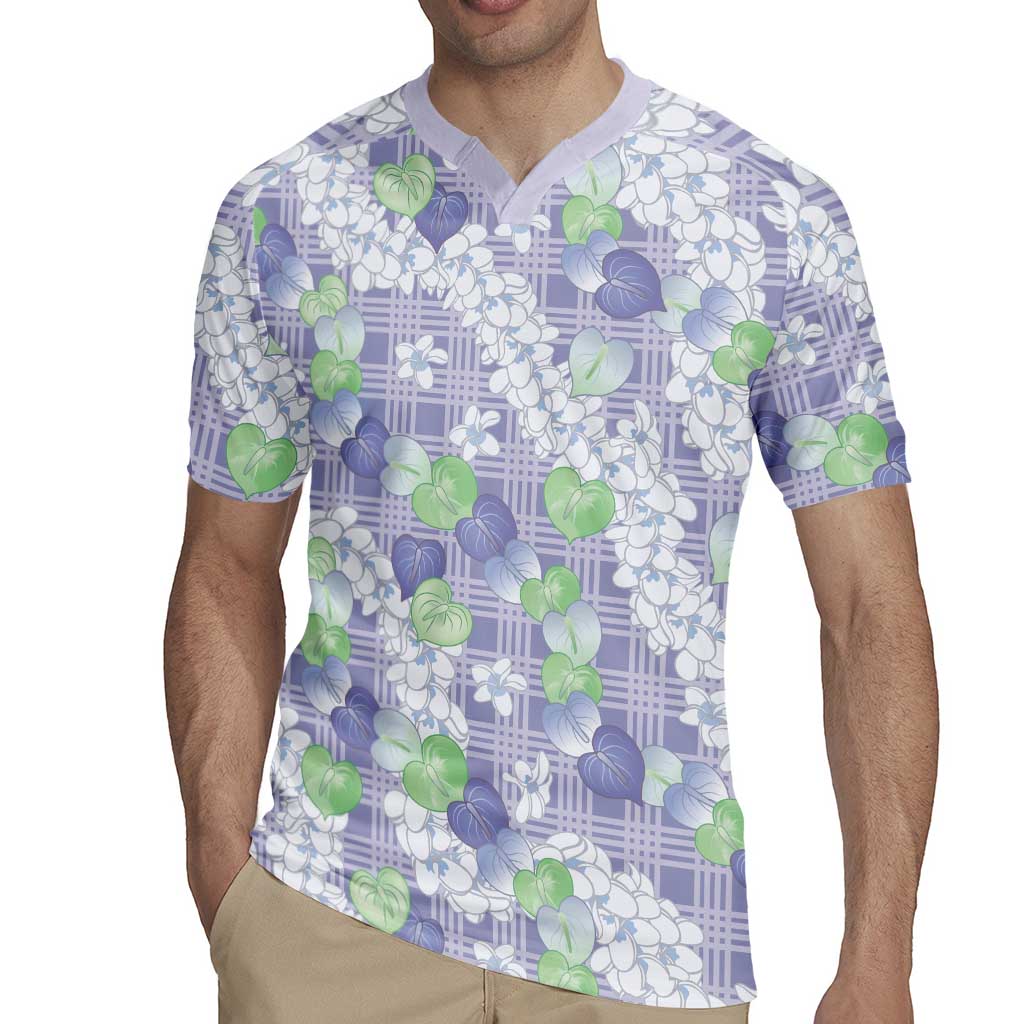 Anthurium Plumeria Lei Pastel Rugby Jersey Purple Hawaiian Splendid Palaka LT01 - Polynesian Pride