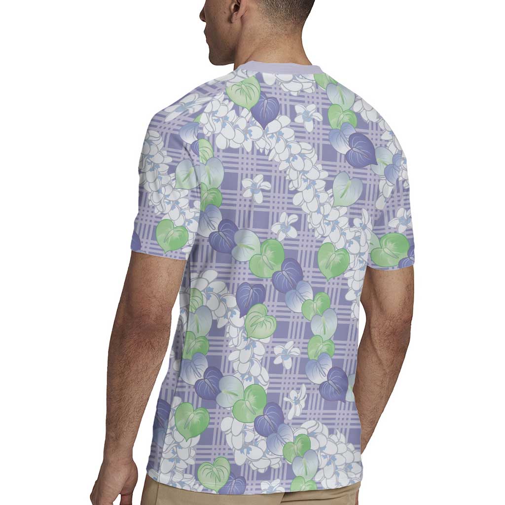 Anthurium Plumeria Lei Pastel Rugby Jersey Purple Hawaiian Splendid Palaka LT01 - Polynesian Pride