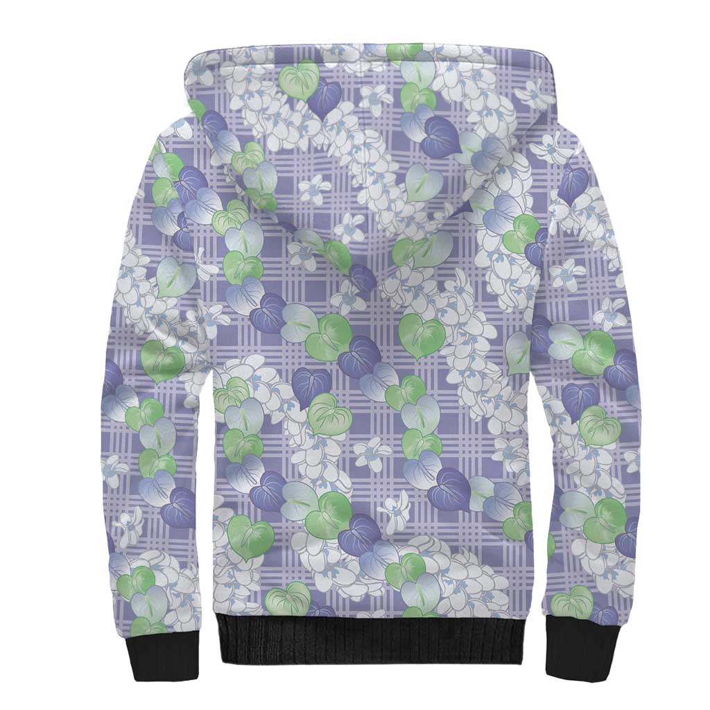 Anthurium Plumeria Lei Pastel Sherpa Hoodie Purple Hawaiian Splendid Palaka LT01 - Polynesian Pride