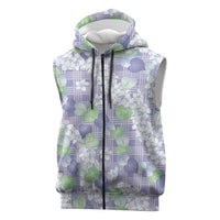 Anthurium Plumeria Lei Pastel Sleeveless Zip Hoodie Purple Hawaiian Splendid Palaka LT01 Purple - Polynesian Pride
