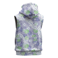 Anthurium Plumeria Lei Pastel Sleeveless Zip Hoodie Purple Hawaiian Splendid Palaka LT01 - Polynesian Pride