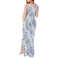 Anthurium Plumeria Lei Pastel Tank Maxi Dress Purple Hawaiian Splendid Palaka
