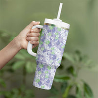 Anthurium Plumeria Lei Pastel Tumbler With Handle Purple Hawaiian Splendid Palaka