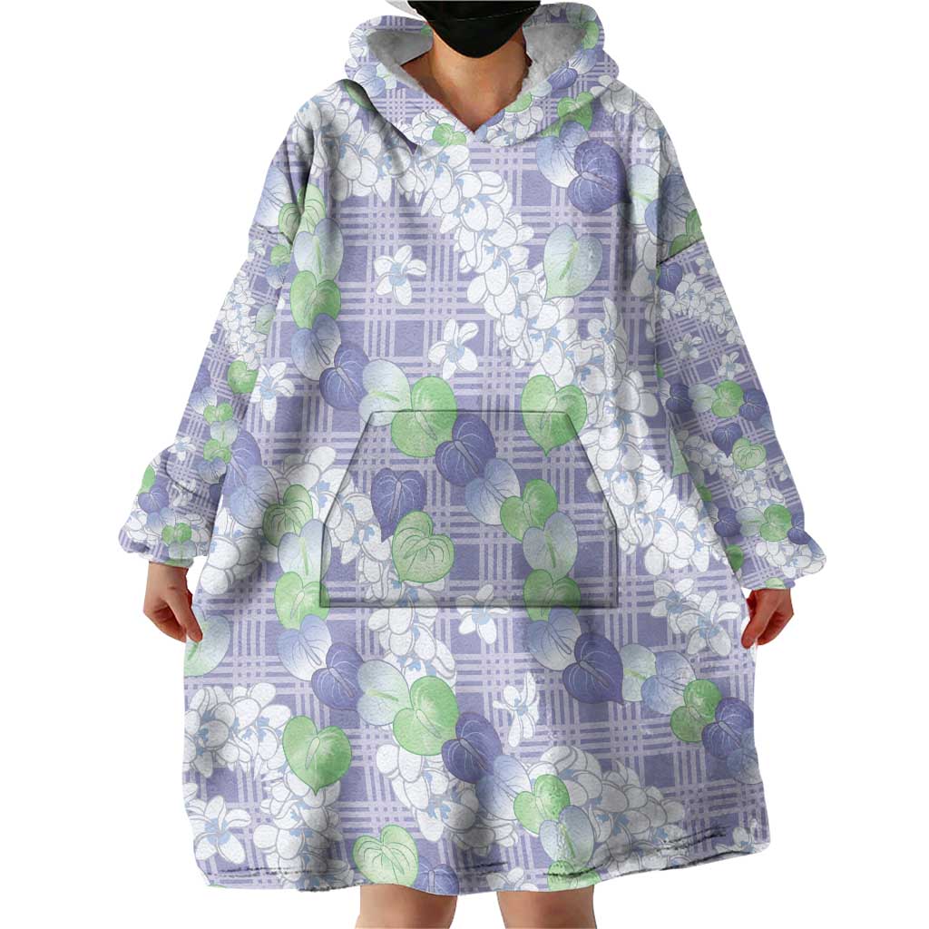 Anthurium Plumeria Lei Pastel Wearable Blanket Hoodie Purple Hawaiian Splendid Palaka LT01 - Polynesian Pride
