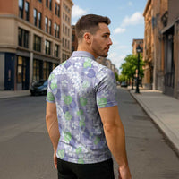Anthurium Plumeria Lei Pastel Zipper Polo Shirt Purple Hawaiian Splendid Palaka LT01 - Polynesian Pride