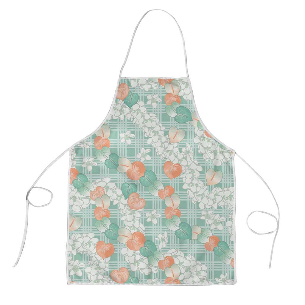 Anthurium Plumeria Lei Pastel Apron Teal Hawaiian Splendid Palaka