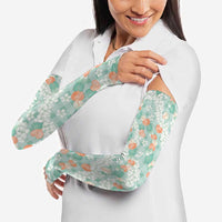 Anthurium Plumeria Lei Pastel Arm Sleeves Teal Hawaiian Splendid Palaka