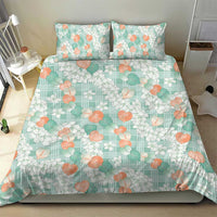 Anthurium Plumeria Lei Pastel Bedding Set Teal Hawaiian Splendid Palaka
