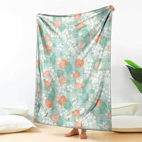 Anthurium Plumeria Lei Pastel Blanket Teal Hawaiian Splendid Palaka
