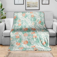 Anthurium Plumeria Lei Pastel Blanket Teal Hawaiian Splendid Palaka